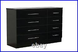 Black High Gloss 8 Drawer Sideboard / Cupboard / Buffet Solo / Chest of Drawers