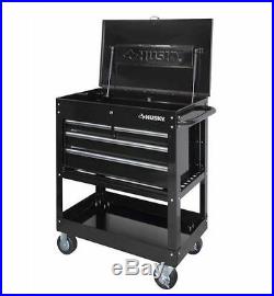 Black Metal Tool Cart Rolling Toolbox Utility Chest Storage 4 Drawer Portable