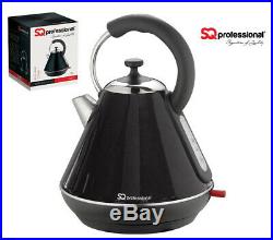 Black Onyx Electric Kettle Cordless Stainless Steel 360 Pyramid Jug 1.8l 2200w