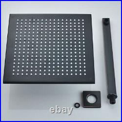Black Square Shower Faucet Set Wall Mounted 16 Shower Head with Handshower Mixer
