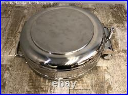 Bon Chef Round Stainless Steel Metal Serving Chafer Glass Top