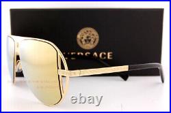 Brand New VERSACE Sunglasses VE 2212 10027P Gold/Brown Mirror Gold For Men