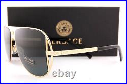 Brand New VERSACE Sunglasses VE 2212 100287 Gold/Gray For Men