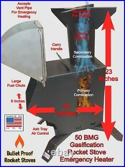 Bullet Proof Rocket Stoves 50BMG Cooking Emergency Tent Heating