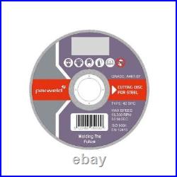 (CASE OF 400) Parweld (5) 125mm x 1mm Thin stainless steel metal cutting discs
