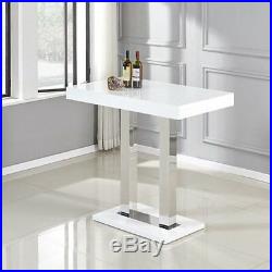 Caprice Bar Table In White High Gloss And Stainless Steel