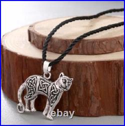 Celtic Cat Necklace Knot Tiger Lion STAINLESS STEEL Pendant Pagan Viking Slavic