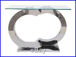 Chrome Leg and Glass Console Table Hallway Telephone Side Channel