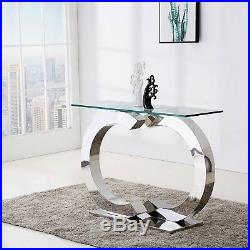 Chrome Leg and Glass Console Table Hallway Telephone Side Channel