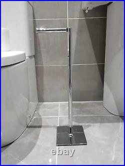 Chrome Toilet Roll Holder Stand Swivel Free Standing Holds Extra Rolls Bathroom
