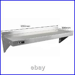 Commercial Catering x 2 Stainless Steel Shelves Kitchen Wall Shelf Metal Unit
