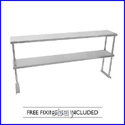 Commercial Overshelf Prep Table Single/Double Tier Stainless Steel 150cm / 180cm