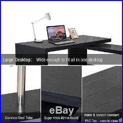 Computer Corner Desk L Shape Workstation Storage Bookshelf Adjustable Black