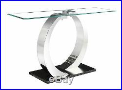 Console Table Side Hall Table Clear Glass Rectangle Top Steel Frame Black Base