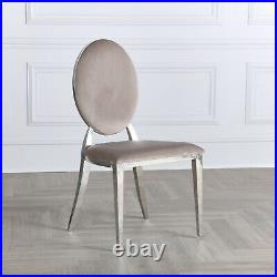 Cream Oyster Velvet Luxury Dining & Kitchen Chair with Oval Chrome Trim