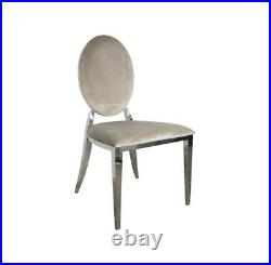 Cream Oyster Velvet Luxury Dining & Kitchen Chair with Oval Chrome Trim