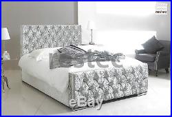 Crushed Velvet Fabric Upholstered Diamond Bed Frame, 4'6 Double, 5ft King Size