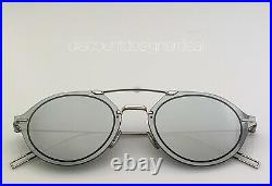 DIOR HOMME CHROMA3 Sunglasses 0100T Silver Metal Frame Silver Mirrored Lens NEW