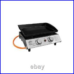 Dellonda 2 Burner Portable Gas Plancha 5kW Hot Plate BBQ Griddle Stainless Steel