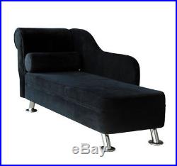 Deluxe Black Chaise Recliner Lounge Sofa Day Bed Bolster Cushion