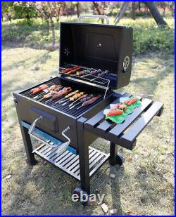 Deluxe Charcoal Bbq Garden Barbeque Trolley Large Stainle Steel Grill Stove Cart