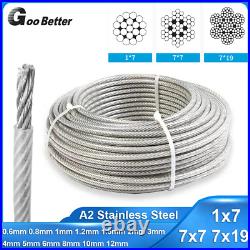 Dia 0.6mm-12mm Stainless Steel Wire Rope PVC Plastic Coated Metal Cable Rigging