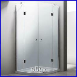 Durovin Shower Enclosure Cubical Frameless Quadrant Hinged Double Door Glass 8mm