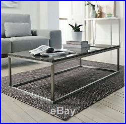 Dwell Grey Layered Marble and Brushed Stainless Steel Coffee Table (RRP £549)