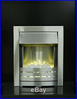 Electric Fire Oak Cream Pebble Surround Silver Freestanding Wall Fireplace Suite