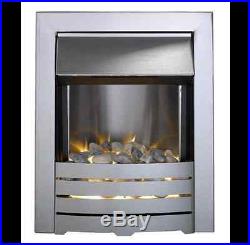 Electric Fire Silver Inset Led Glow Effect Pebble Electric 2kw Stainless Steel