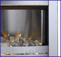 Electric Fire Silver Inset Led Glow Effect Pebble Electric 2kw Stainless Steel