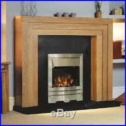 Electric Oak Wood Surround Silver Black Modern Flame Fire Fireplace Suite 48