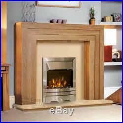 Electric Oak Wood Surround Silver Modern Fire Wall Led Fireplace Suite 48