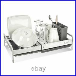 Expandable KItchen Dish Drainer Cutlery Cup Plates Holder Sink Rack Drip Tray UK