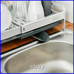 Expandable KItchen Dish Drainer Cutlery Cup Plates Holder Sink Rack Drip Tray UK