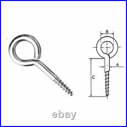 Eyelet Eyepin Screw T304 (A2) Stainless Steel Various Dimensions