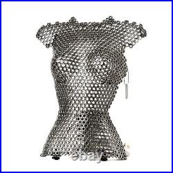 Female form bust metal lamp art original abstract sculpture stainless steel nuts