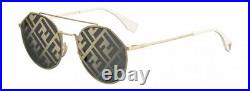 Fendi EYELINE Sunglasses FF M0021 24S Gold White Grey Graphic Mirrored Men Women