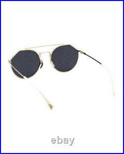 Fendi EYELINE Sunglasses FF M0021 24S Gold White Grey Graphic Mirrored Men Women