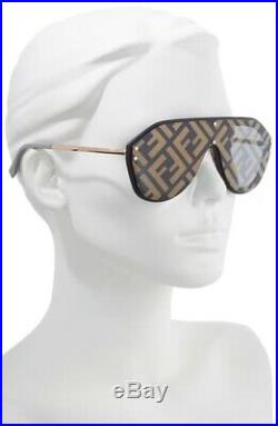Fendi FABULOUS FF M0039 GS 2M2 7Y Black Grey Gold Mirror Men Women Sunglasses