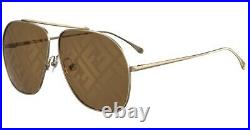 Fendi FF FAMILY FF 0407/G/S 01Q Gold Brown Monogram Large Aviator Sunglasses