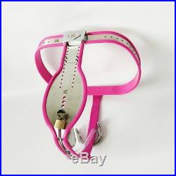 Full Male Chastity Belt Device Stainless Steel WITH drainage pipe IN PINK rubber