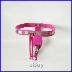 Full Male Chastity Belt Device Stainless Steel / drainage pipe pink thigh bands