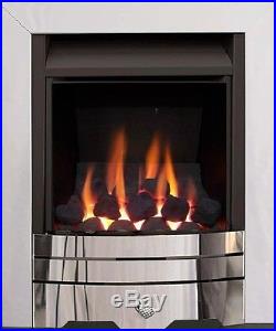 GAS FIRE 4kw INSET POLISHED CHROME COAL FIREPLACE FULL DEPTH MODERN LIVING FLAME