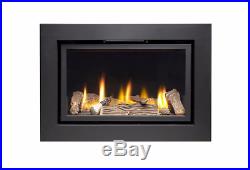 Gas Fire Inset Vola Landscape Inset Wall Black Glass Fronted High Efficiency Log