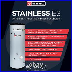 Gledhill ES 90L Direct Unvented Cylinder Stainless Steel SESINPDR090