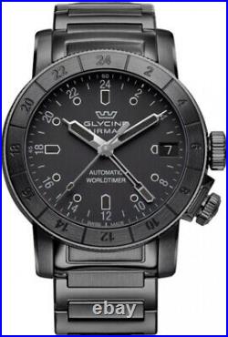 Glycine Men's GL0195 Airman 46mm Black Dial Stainless Steel Watch