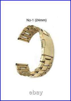 Gold Stains Steel Metal Strap 24 MM Brand New Different Designs