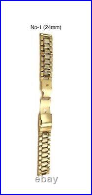 Gold Stains Steel Metal Strap 24 MM Brand New Different Designs