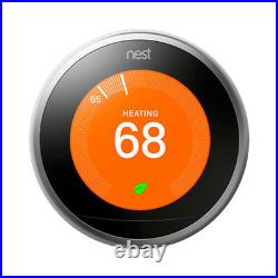 Google Nest Learning Thermostat 3rd Generation (Stainless Steel) with 2 Pack Wi-Fi